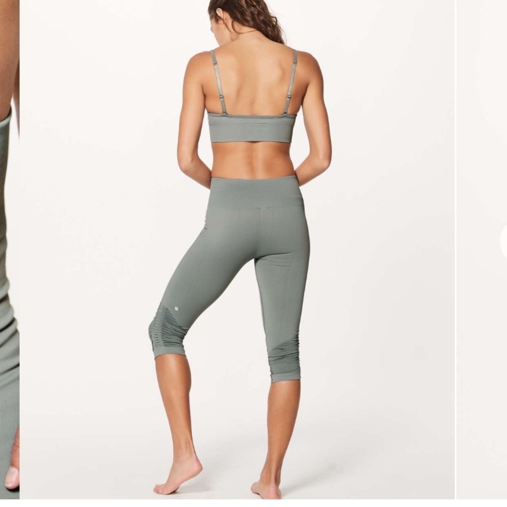 Lululemon Athletica Gray Leggings Soft knit awakening crop Taryn Toomey collect